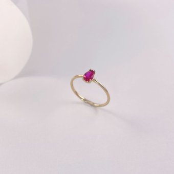 Δαχτυλίδι με ροζ ζιργκόν - ΚΙΤΡΙΝΟ, ΧΡΥΣΟΣ K14, ΓΥΑΛΙΣΤΕΡΟ, ΖΙΡΓΚΟΝ, PINK, 53